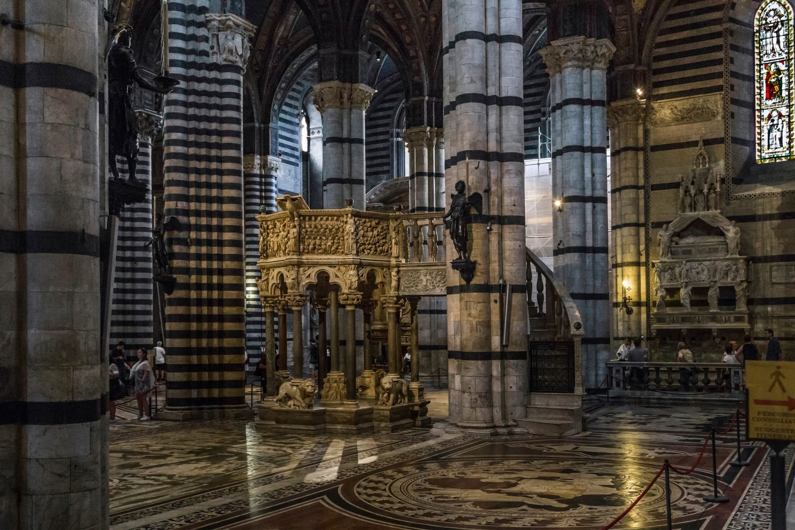 SIENA, ITALY - SEPTEMBER 14, 2018: This is the pulpit in the interior of the Renaissance Cathedral.