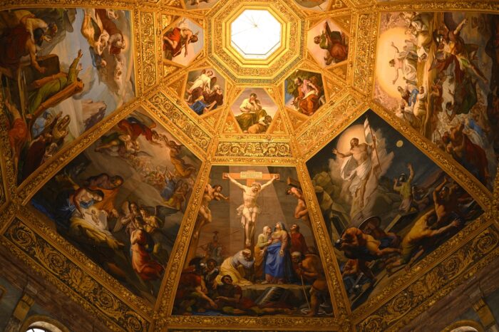 a painting of a church