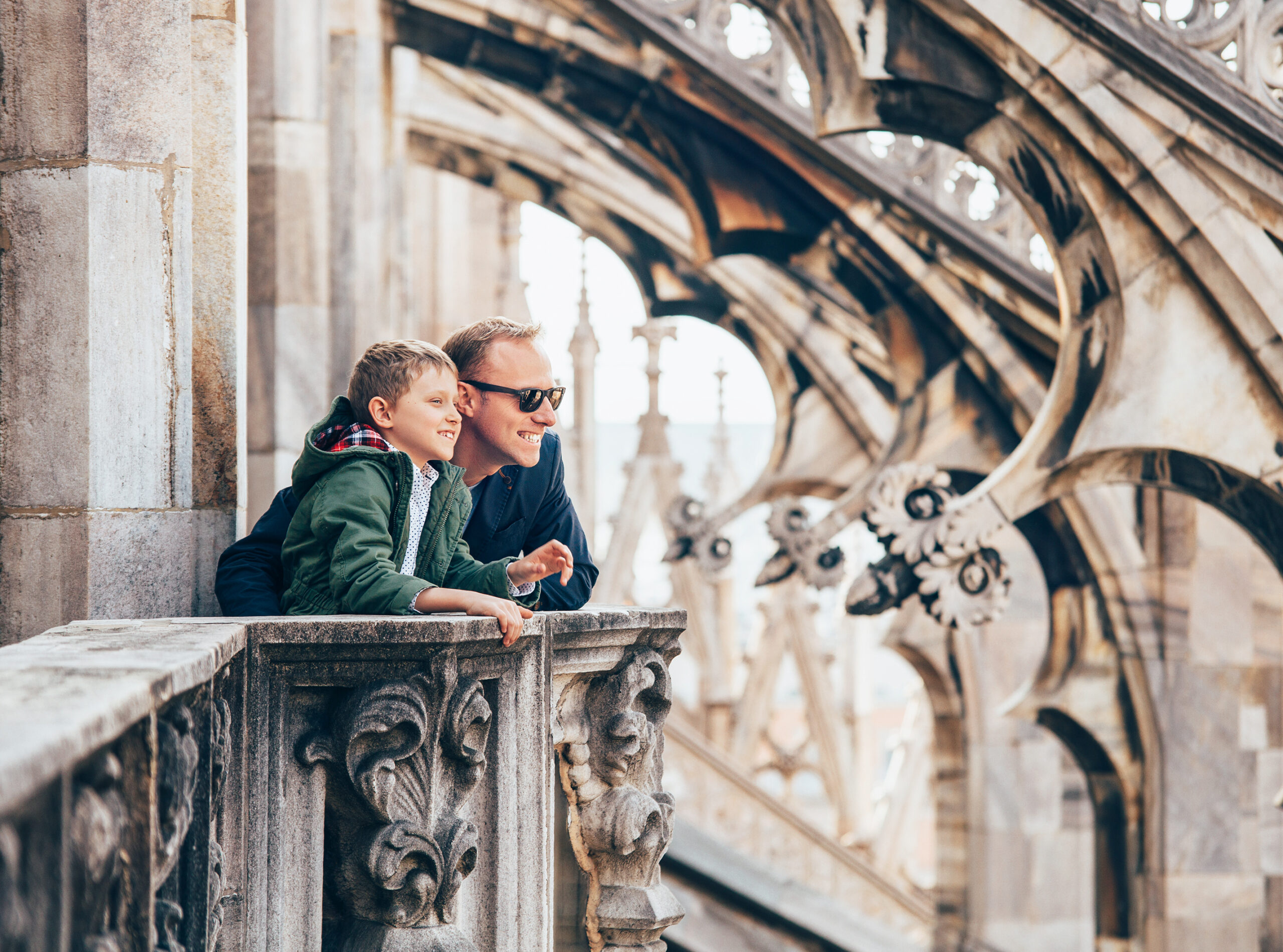 Father,With,Son,On,The,Roof,Of,Duomo,Di,Milano