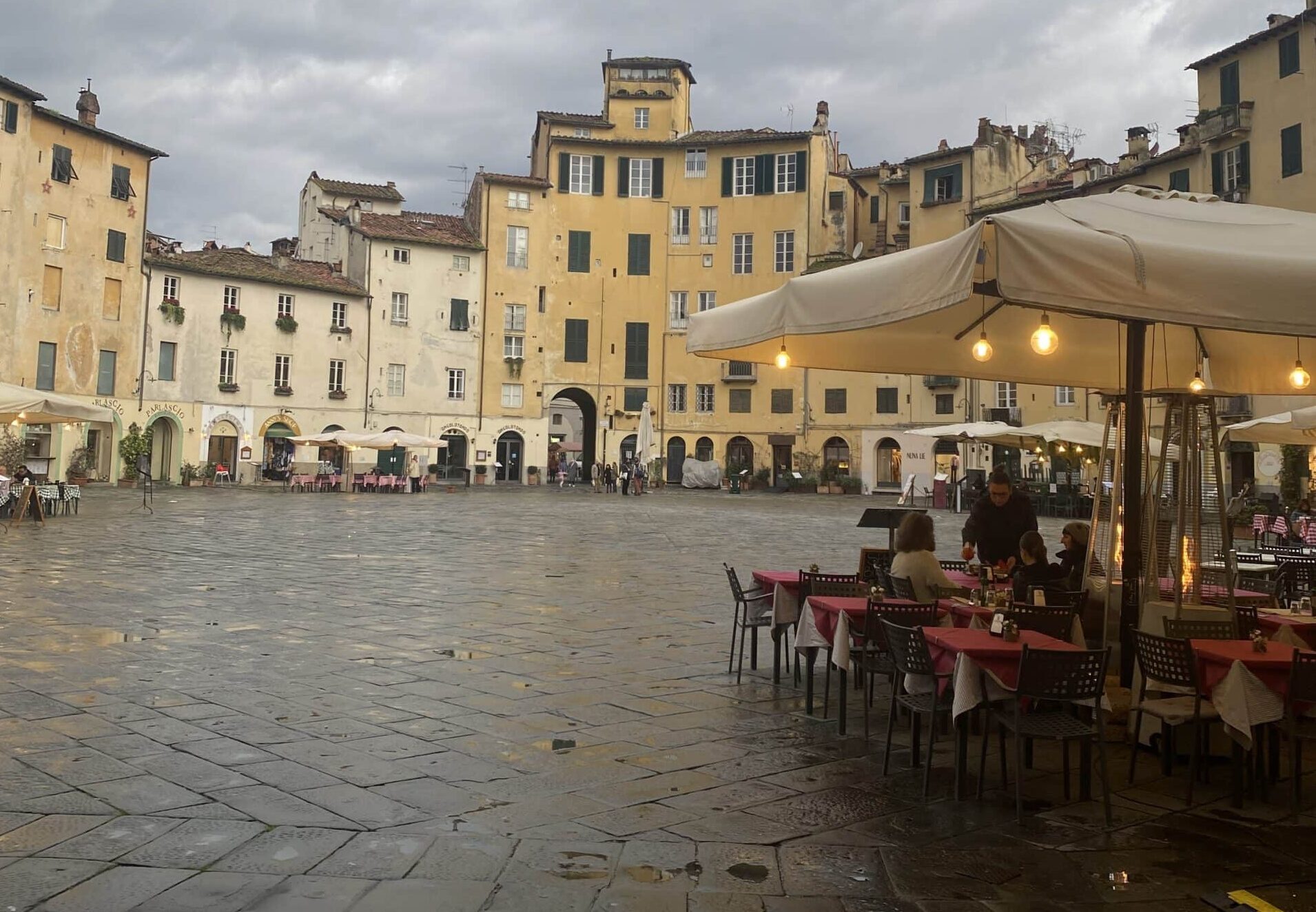 Open square in a town in Tuscany