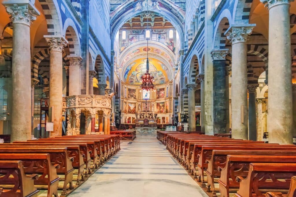 Inside the cathedral near Pisa