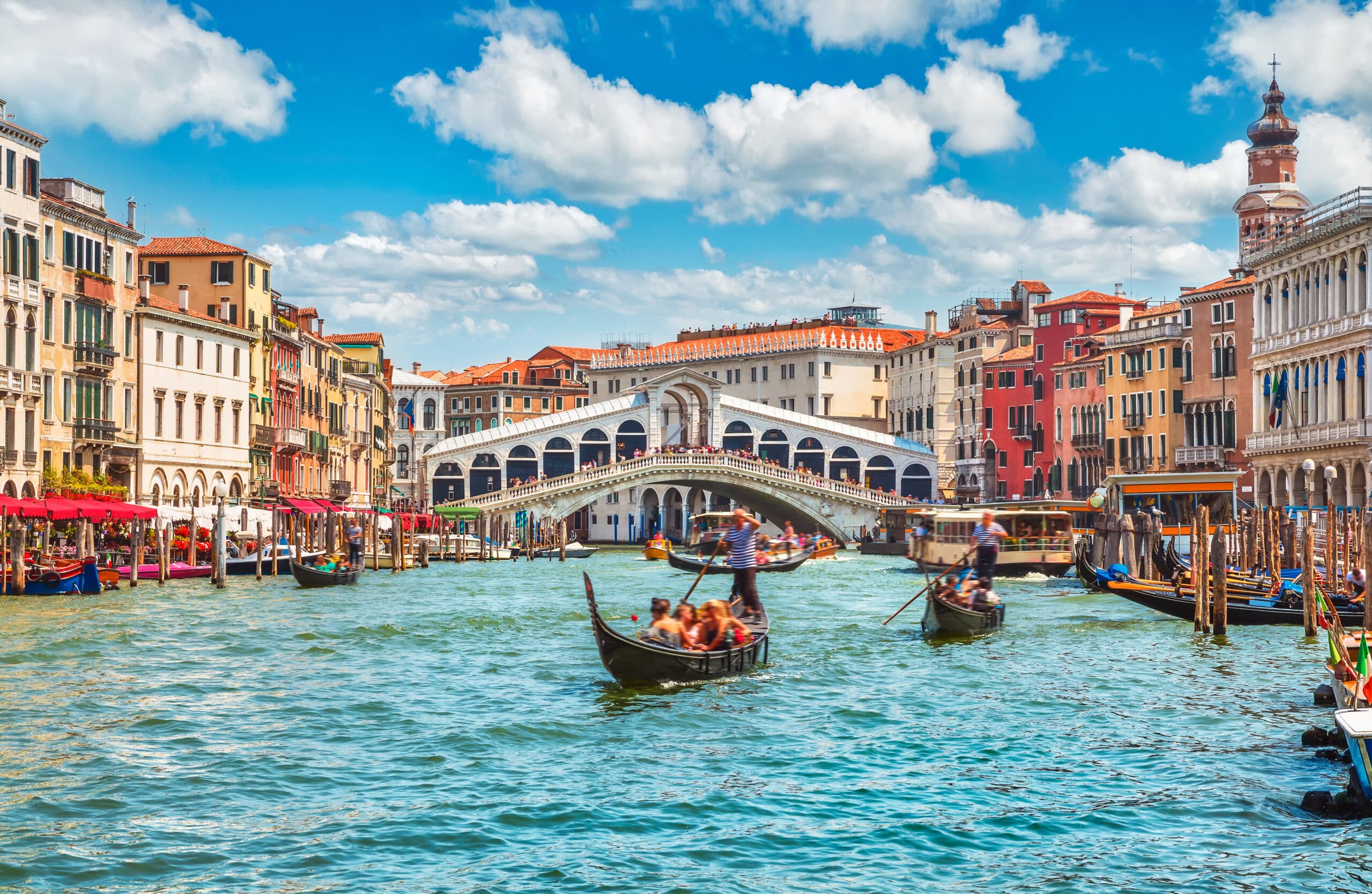 Venice canal with boat