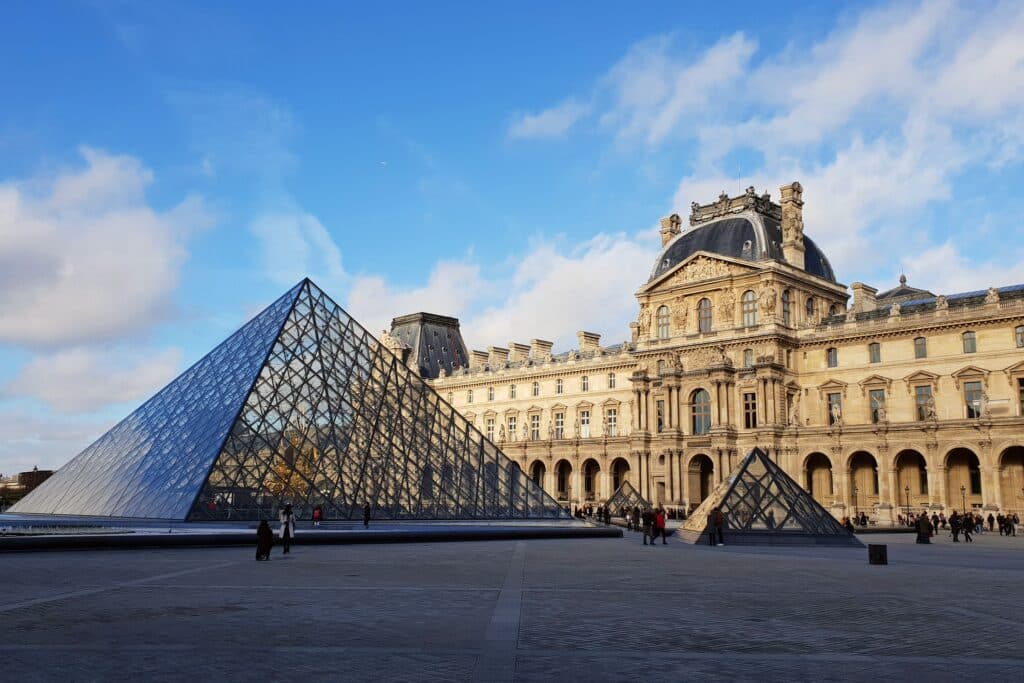Front of the Louvre glass pyramid