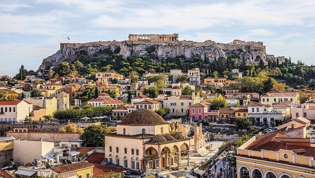 Areal view of a hill in Athens, Greece
