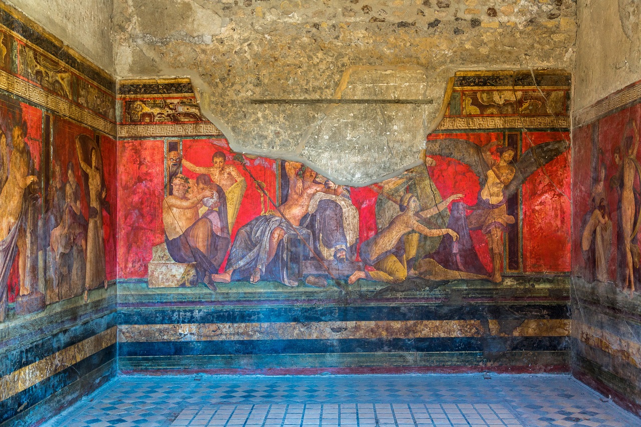 Painted,Wall,In,Pompeii,City,Destroyed,In,79bc,By,The