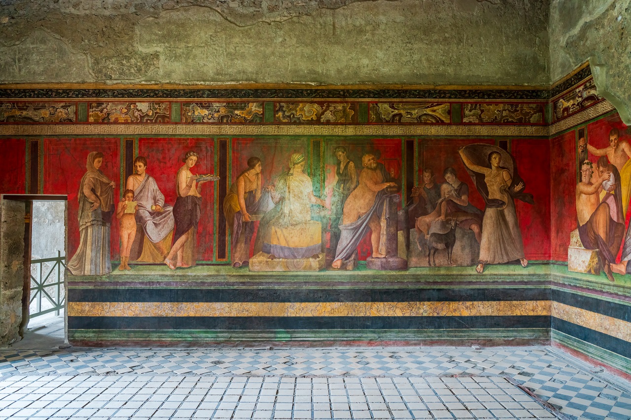 Pompei,Italy,-,September,20,2023:,Wall,Fresco,In,Villa