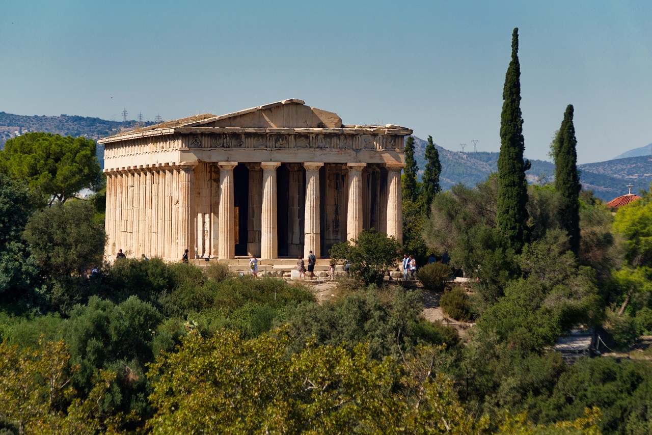 The ancient Temple of Hephaestus at the Ancient Agora of Athens.