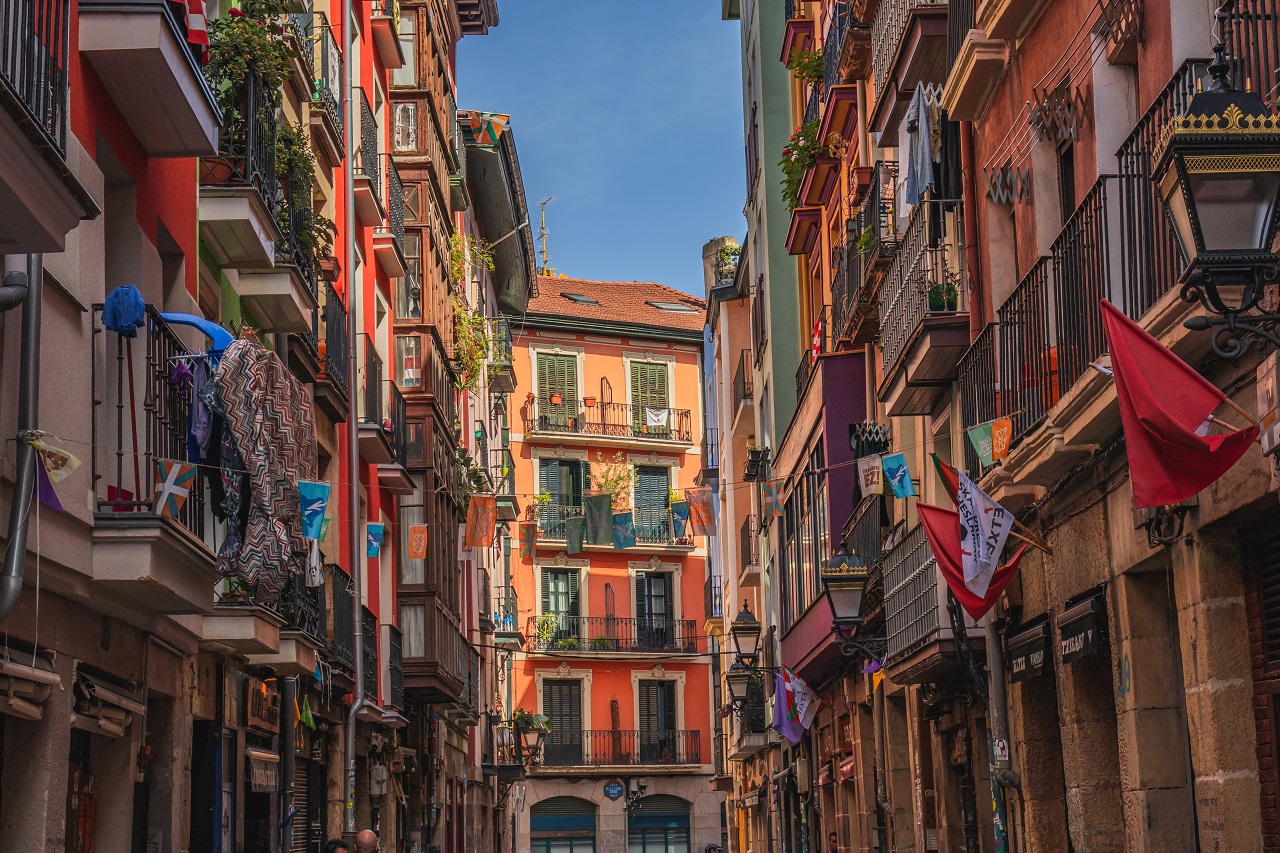 Bilbao,,Spain,-,28,March,2023:,Multi,Colored,Houses,,Colorful