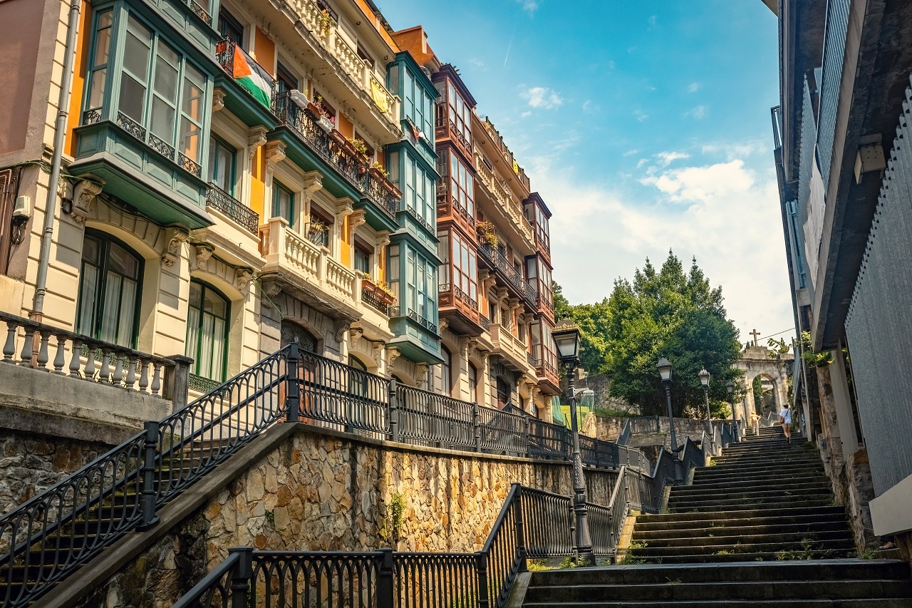 Bilbao,,Spain,-,July,20,,2024:,Staircase,In,Bilbao,Casco